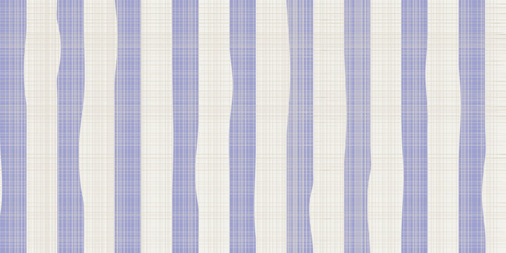A vector seamless pattern featuring vertical wavy purple stripes on a light cream grid paper background. This abstract geometric design combines hand-drawn uneven lines with a classic thin notebook gr