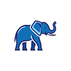 Obraz premium Minimalist Blue Elephant Icon Vector Illustration.