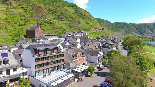 Explore Mosel, Germany from above with views of towns and green hills