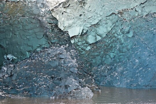 Ice in various shades of blue, glacial ice avalanche, Arktischer Ozea, Spitsbergen Island, Svalbard Archipelago, Svalbard and Jan Mayen, Norway