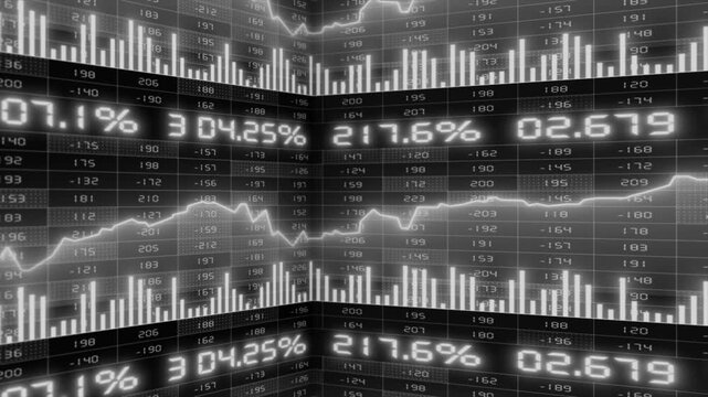 white futuristic trading dashboard with analytics interface and real time data visualization stock market background