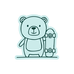 Fototapeta premium Cute Bear Skateboard Doodle