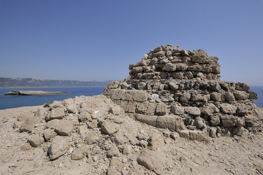 Remains of a watchtower and lighthouse, Cape Fourni, Rhodes, Greece, Europe
