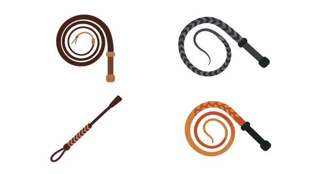 whips collection flat vector illustration on white background