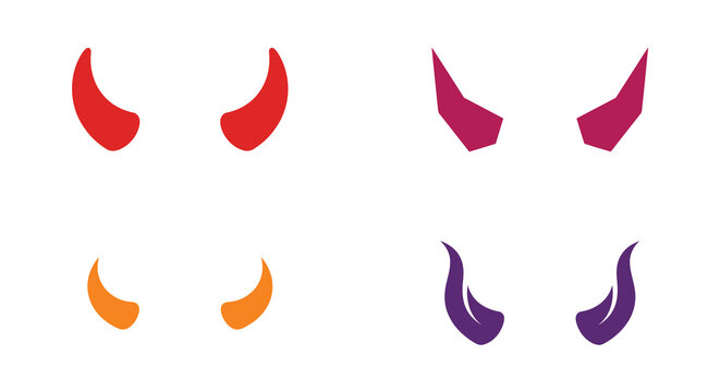 horn shapes set of colorful vector illustrations on white background