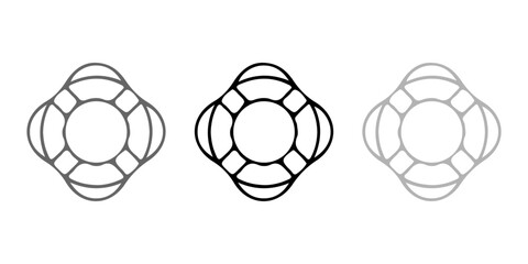 Lifebuoy Icons Set — Life Preserver Safety Ring Symbols in Monochrome Outline for Nautical Design © hidaya