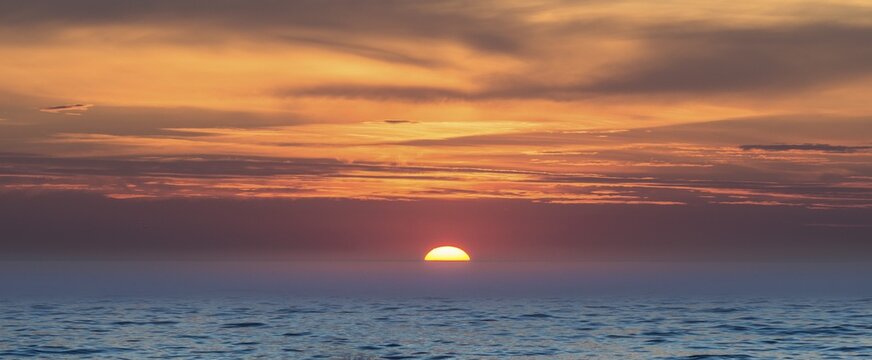 Sunset on the Baltic sea in the Gulf of Riga, Latvia