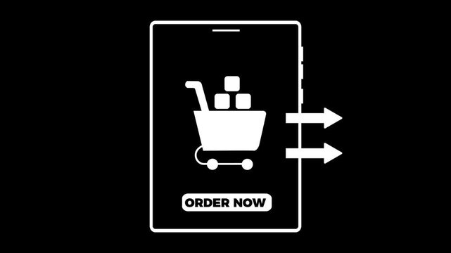 Online shopping concept with shopping cart and order now button on smart phone screen