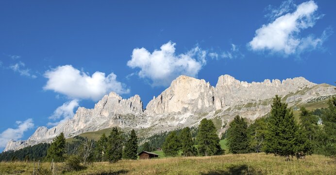 Western wall of the Rosengarten Group, Rotwand, Dolomites, South Tyrol, Trentino-Alto Adige, Italy