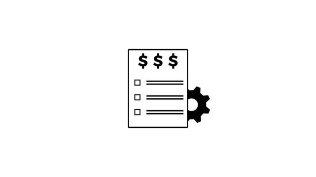 Financial bill invoice with dollar symbols and gear settings icon on white background