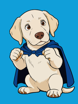 Cute Superhero Labrador Puppy Cartoon Art