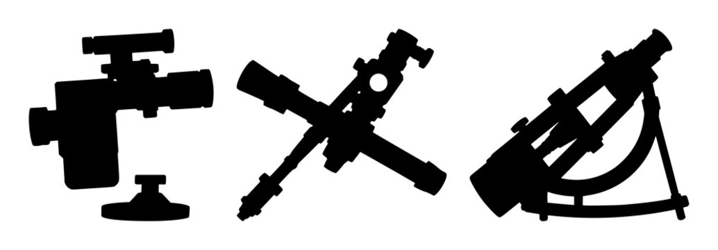 Sextant set with single black silhouette on white background featuring nautical, measurement, navigation with compass and marine