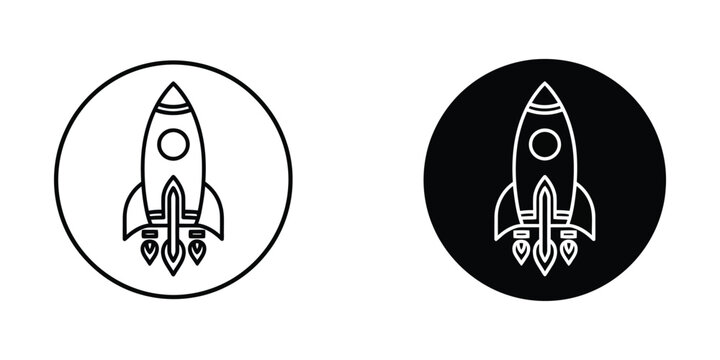 Rocket launch in circle icon symbolizing startup business innovation project growth with innovation