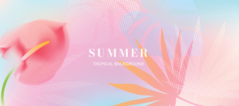 Tropical summer Abstract colorful gradient with half tone background . Modern summer  wallpaper design for home decoration, website, banner, ads.