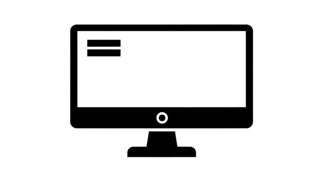 Vector illustration of computer monitor icon with blank screen on a transparent background