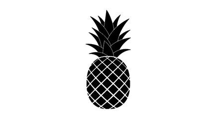 Obraz premium Vector illustration of black silhouette of a pineapple on a transparent background