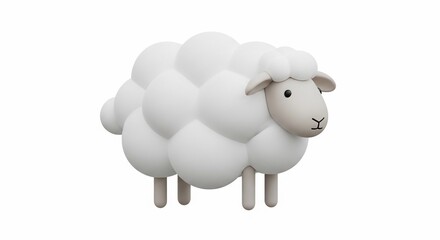 Obraz premium Cute white fluffy sheep toy figure.
