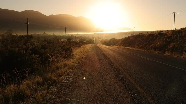 sunrise over highway, Stanford, South Africa