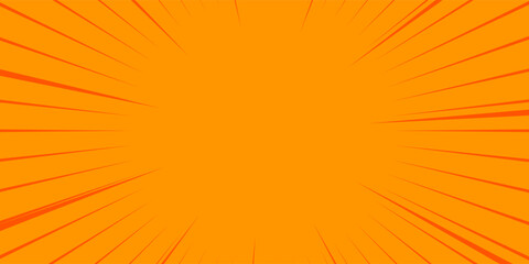 Orange comic book background with dynamic zoom speed lines manga style sunburst radial explosion effects bright pop art vector illustration template © Lumut