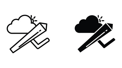 Lightning striking pencil icon with cloud illustration © JahidulStockk