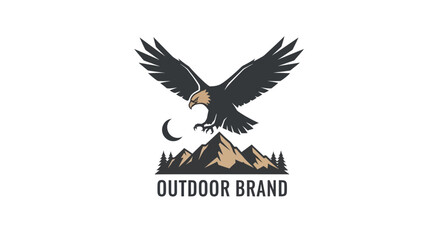 Fototapeta premium Majestic eagle soaring above rugged mountains at night.