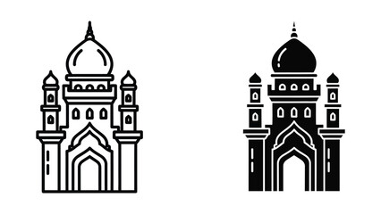 Islamic architecture building with dome and minarets illustration ©  afiyastock