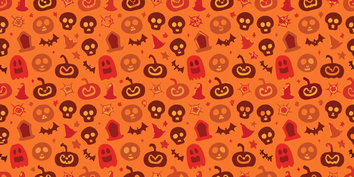 halloween pattern a seamless orange background with spooky icons