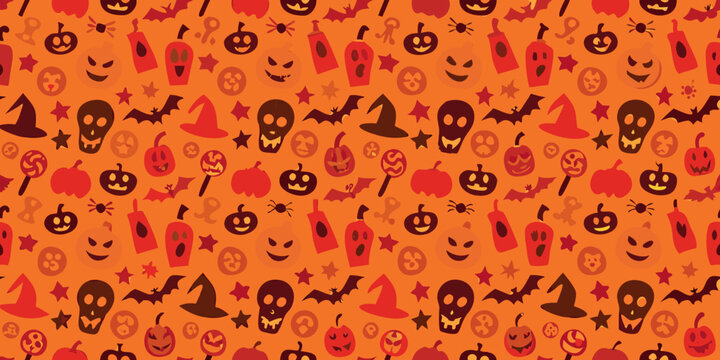 halloween pattern a seamless orange background with spooky icons