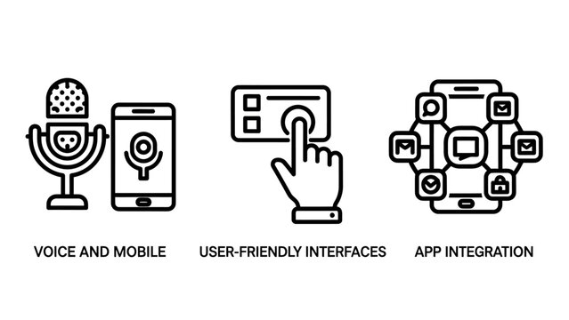 Icons for voice and mobile interaction user-friendly interfaces app integration with tech icons interface icons voice control user experience digital interaction interface interaction software