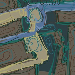 Abstract image for printing. Picture for modern interiors. The picture is painted by hand on a tablet. © neurostructure