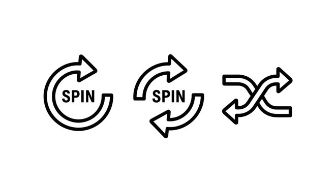 Set of media player and user interface icons representing spin rotate and shuffle functions for web applications digital content software controls and audio playback navigation buttons with interface