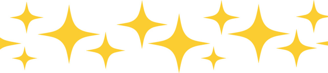 Yellow sparkling star vector background set with decorative four point twinkle elements representing magic and shine © Md