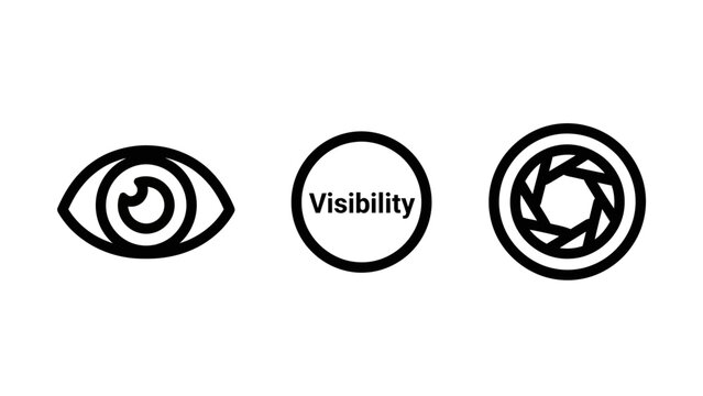 Visibility and focus camera shutter setting user interface icons with visibility aperture interface settings observation function technical equipment photography monitoring detection