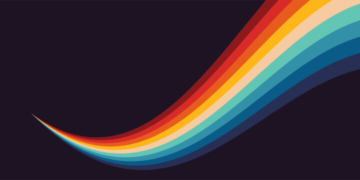 Abstract 1970's background design in futuristic retro style with colorful lines. Vector illustration.
