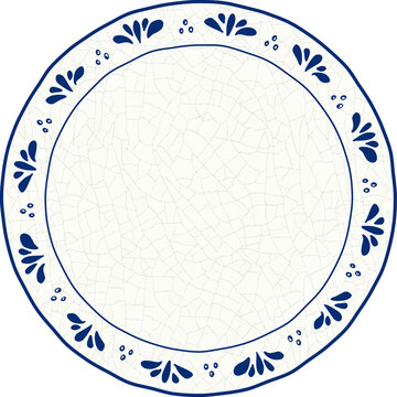 Hand drawn ceramic plate isolated illustration in mediterranean doodle style
