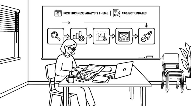 Project manager planning a business workflow at her desk