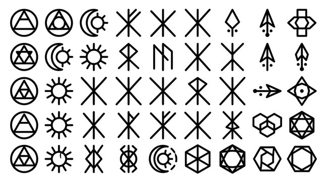 Mystical Symbols Set: Runes, Alchemy, Celestial & Geometric Icons