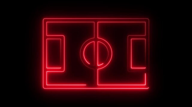  abstract  football field outline video  animation.Red Neon Soccer Field Outline Animation on Black Background,