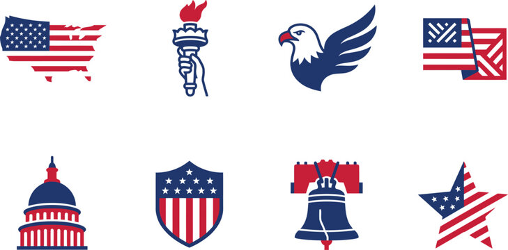 Patriotic american flag usa freedom vector symbols