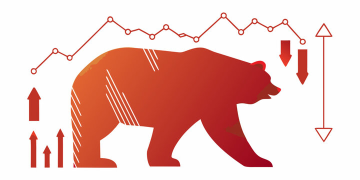 Bear market illustration with declining chart and bearish symbol