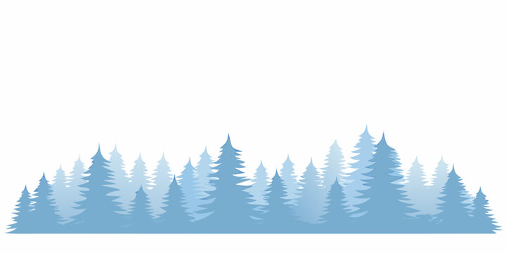 blue pine tree silhouette against white background