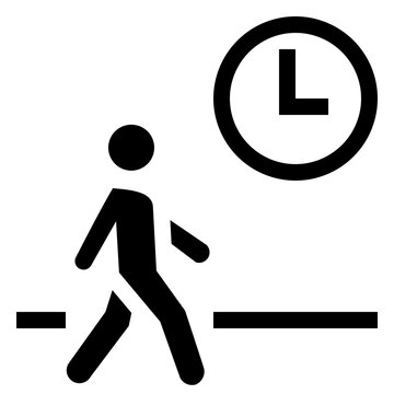 Pedestrian and Clock Time Icon