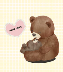 Mama and baby bear bonding of love coquette illustration © GuitaRies