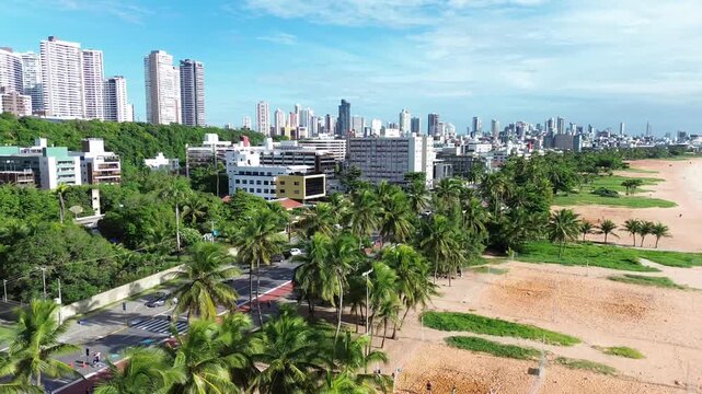 4k Jo&atilde;o Pessoa Brazil beach morning routine skyscraper city