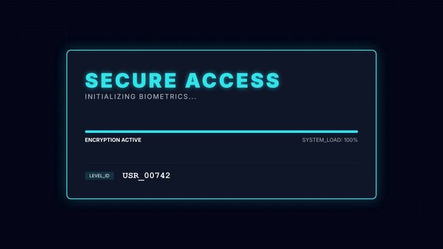 Futuristic Secure Access Interface with Biometric Authentication Progress Bar.