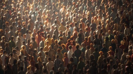 Fototapeta premium Crowd of People: A Sea of Faces in a Public Gathering of Many People
