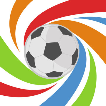 Dynamic Soccer Ball Vector on Colorful Abstract Swirl Background. Sport Football soccer vector Background Template