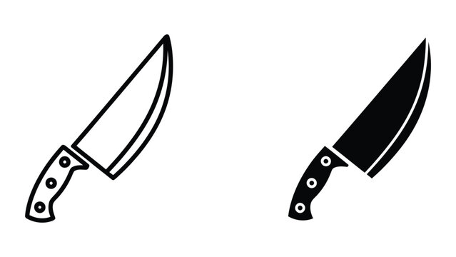 Two chef knives with black and white handles illustration