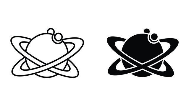 Modern atomic molecule icon with nucleus and orbiting electrons