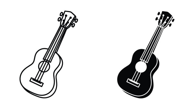 Two ukuleles icon in simple line art style